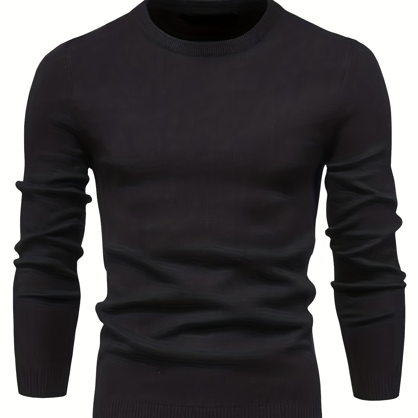 Men's Casual Solid Knitted Sweater - Warm And Stretchy Crew Neck Pullover For Fall And Winter