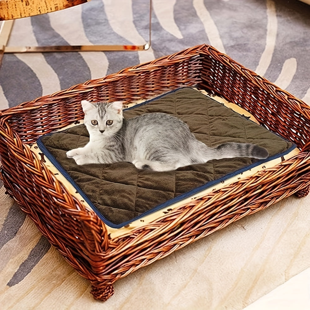 Self Heating Mat, Self Warming Dog Cat Bed, Self Heating Cat Dog Mat, Extra Warm Thermal Pet Pad For Indoor Outdoor Pets With Non-Slip Bottom Washable Grey\u002Fbrown\u002Fblue