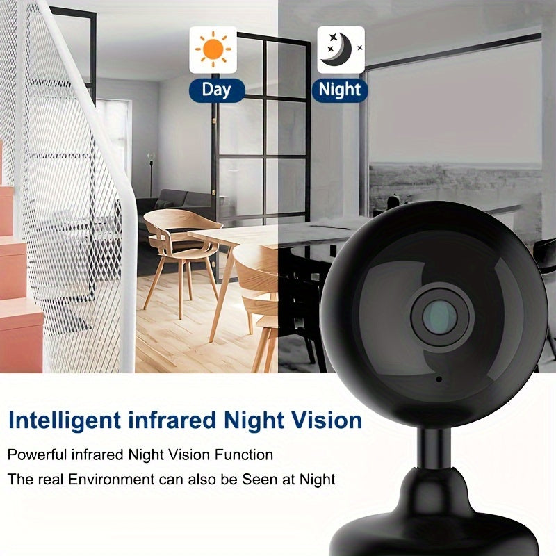 HD Camera Wifi Home Night Vision Two-way Intercom Wireless Monitoring Security IP Camera Two-way Voice Intercom Intelligent Camera App: ICAM365, Intelligent Infrared Night Vision, Motion Detection Alarm, Halloween, Thanksgiving, Christmas And New Year