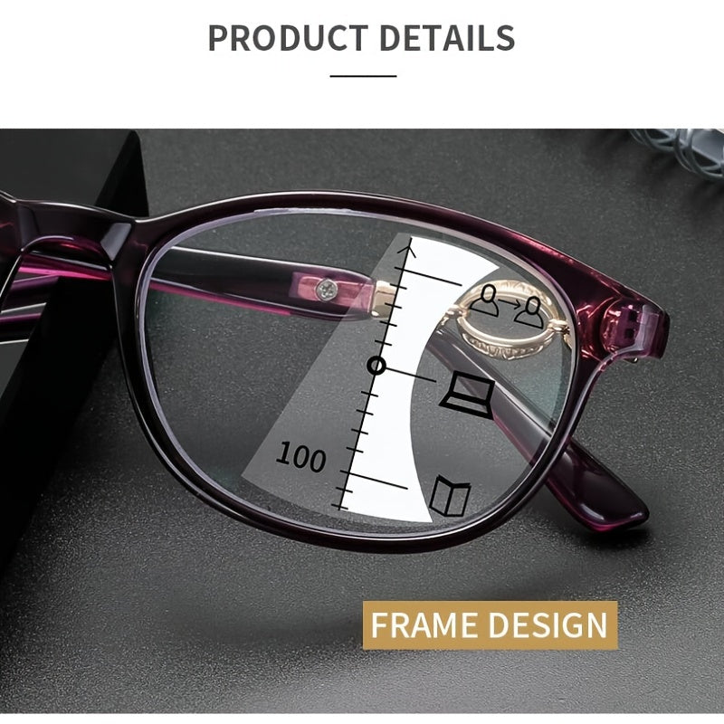 3 In 1 Eyeglasses For Reading Multi-focus See Far And Near Presbyopic Glasses Retro Readers For Women +1.0 To +4.0