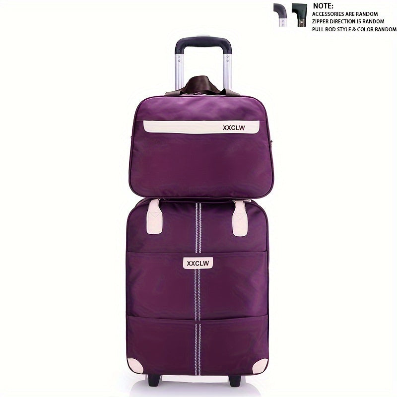 2pcs\u002Fset Large Capacity Travel Trolley Case, Portable Roller Luggage, Waterproof Boarding Suitcase, Weekender Overnight Duffle Bag For Travel