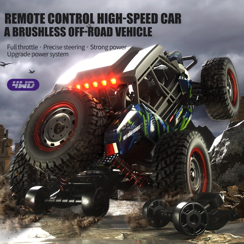 1:16 High-Speed Brushless Off-Road Vehicle: 4WD Sports Car With Metal CVD Front Drive Shaft, Metal Rear Dog Bone, Metal Wheel Cup,  Metal Front And Rear Arm Code, Metal Drive Shaft, And LED Light