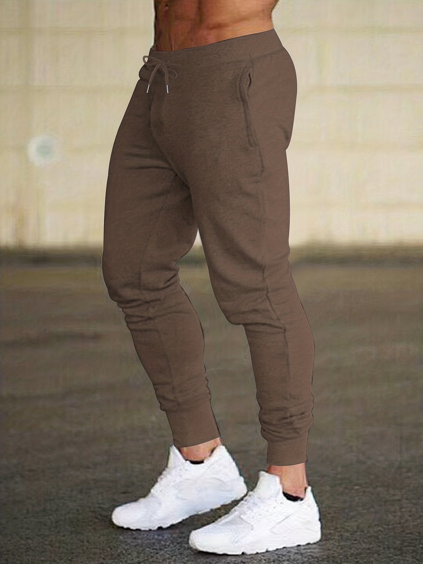 Joggers design classique, hommes décontracté taille extensible cordon mince pantalons de sport pantalons de survêtement pour le printemps été