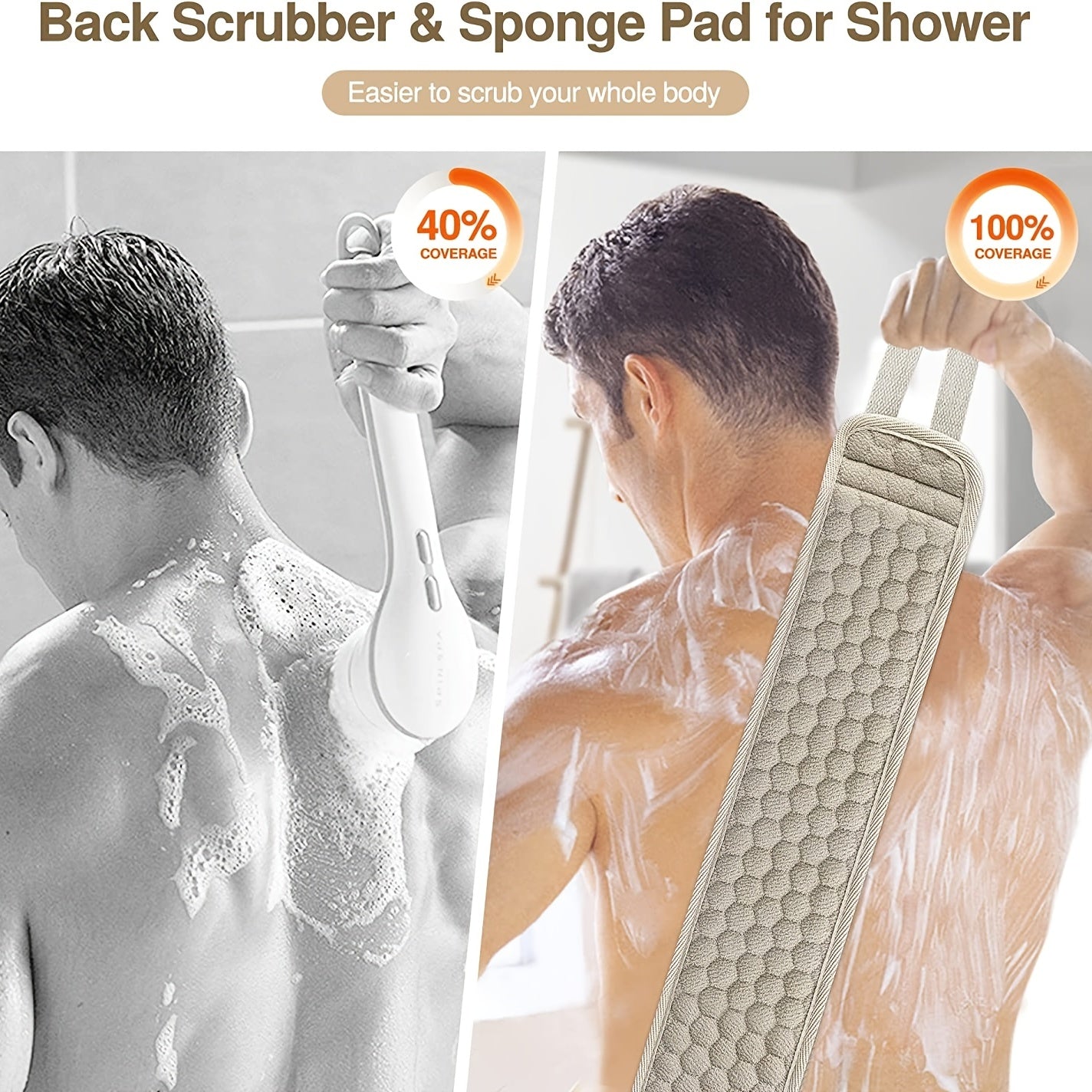 Deep Cleansing Back Scrubber for Men and Women - Exfoliates and Relaxes Your Body in the Shower or Bath