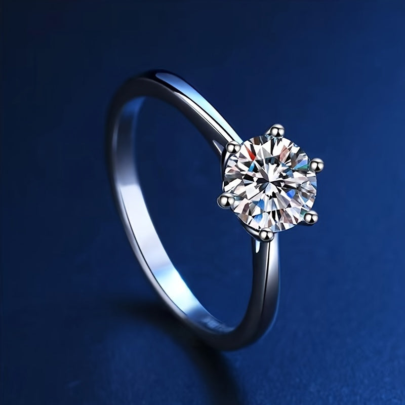 Anel de moissanite 1 \ u002F2 \ u002F3 \ u002F5ct Anel de noivado de prata esterlina 925 para mulheres, adequado para festas de banquetes, ocasiões oficiais, presente de aniversário