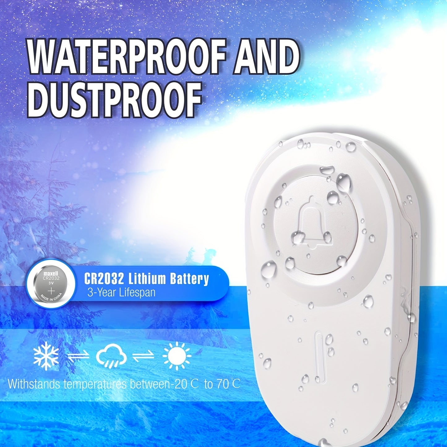 1000 Feet Wireless Doorbell Outdoor Waterproof Smart Home Door Bell US Plug 48 Chords LED Flash Home Classroom Office Security Alarm