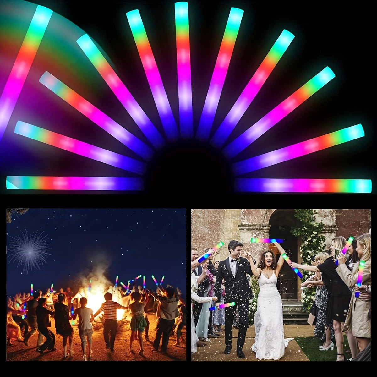 35pcs Glow Sticks Bulk Party PackGlow In The Dark Party Supplies Neon GlowSticks LED Palos de espuma con 3 modos Colorido intermitente para boda Concierto Rave Cumpleaños Navidad Fiesta de Halloween Favor