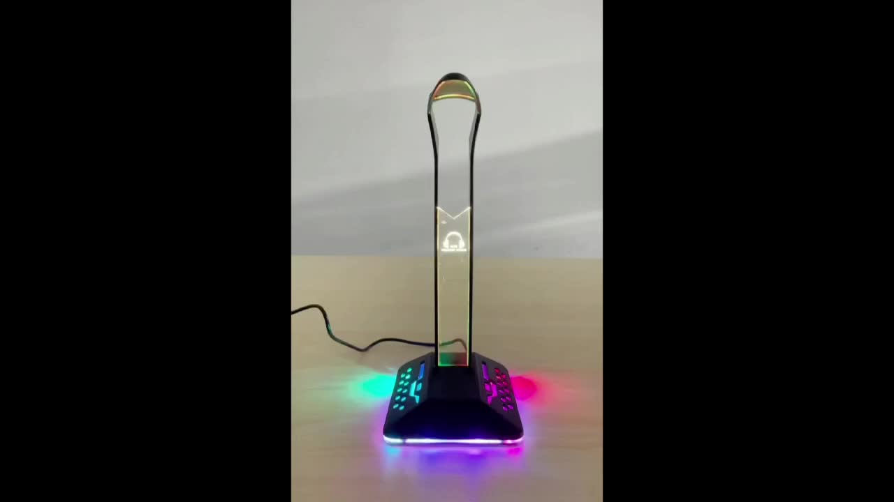 سماعة رأس حامل للألعاب مع خطاف كابل 7 RGB تأثيرات الإضاءة قاعدة مضادة للانزلاق