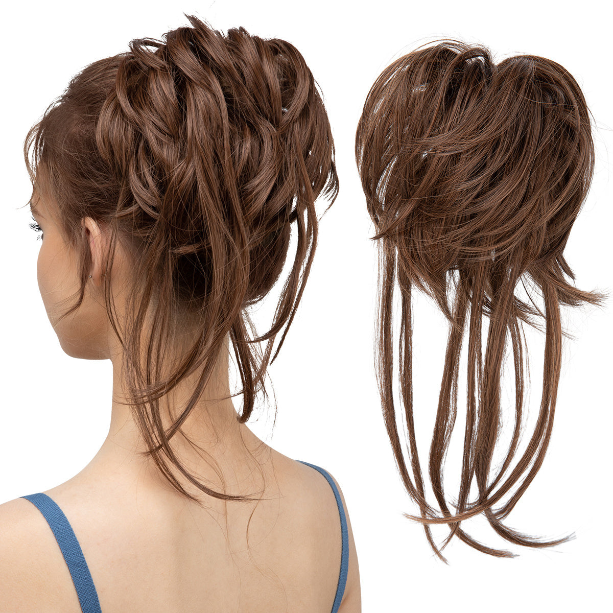 Peça de cabelo bagunçado para mulheres, super longo, desgrenhado, updo, scrunchies, sintético, ondulado, cacheado, extensão de rabo de cavalo, acessórios de cabelo