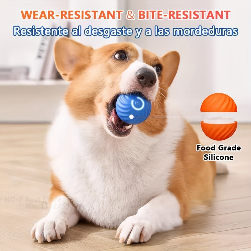 1pc Pet Gravity Type-C Charging Automatic Rolling Ball Toy Durable Dog Chew Ball Toy Pet Grinding Teeth Toy Gravity Jumping Ball Toy For Dog Interactive Supplies