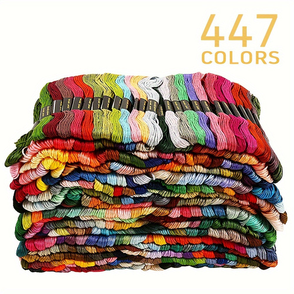 447 Colors Cross Stitch Threads Cotton Rainbow Color Embroidery Floss Color Palettes Bracelets Floss 314.96inch Crafts Floss Mixed Color Embroidery Thread For Friendship Bracelets DIY Thread Crafts