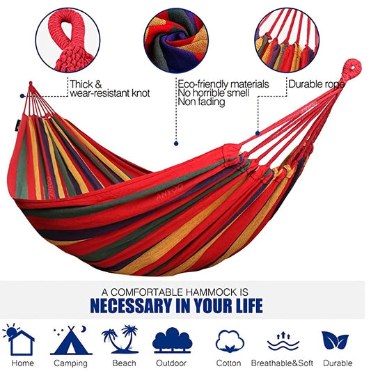 Outdoor Garden Camping Hammock With Tree Straps For Hanging, Durable Hammock Holds Up To 450lbs, Portable Hammock With Travel Bag Perfect For Outdoor\u002FIndoor Patio Backyard Camping (102.36x31.5inch)