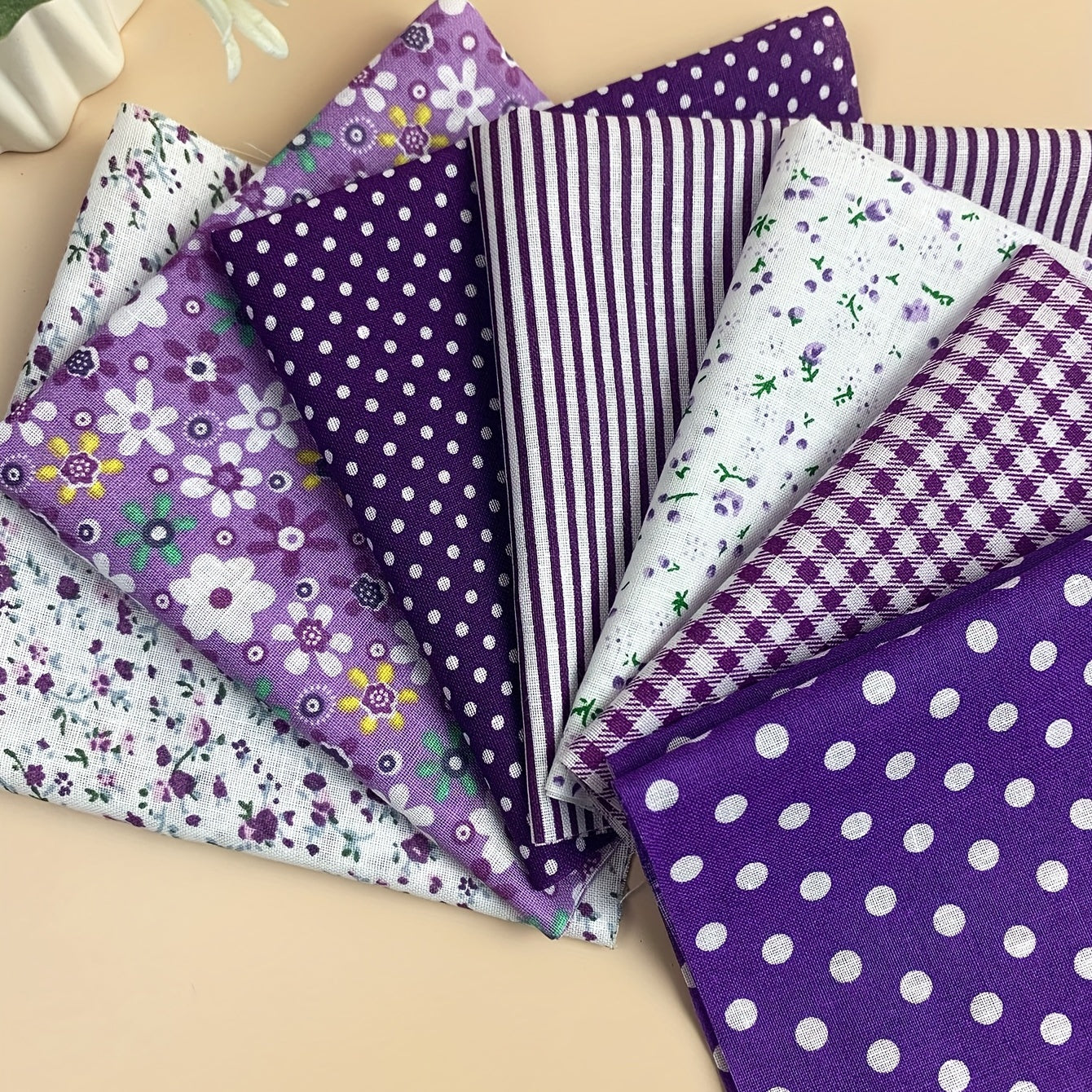 7pcs 9.8*9.8 Pouces Violet Coton Tissu Pour Coudre Poupées BRICOLAGE À La Main Textile À La Maison Tissu Pour Jouets Artisanat Matériel