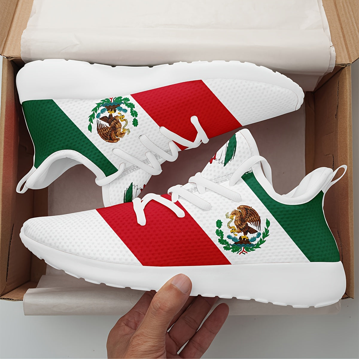 Zapatillas de deporte de moda del patrón de México de los hombres del tamaño más, zapatos suaves ocasionales respirables antideslizantes cómodos para las actividades al aire libre de los hombres