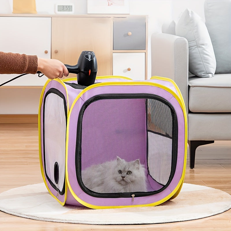 Boîte de séchage pour chien, Cage de sèche-cheveux portable pour animaux de compagnie, Boîte de séchage pliante pour chien, Boîte de séchage anti-cheveux pour chiens et chats de petite et moyenne taille