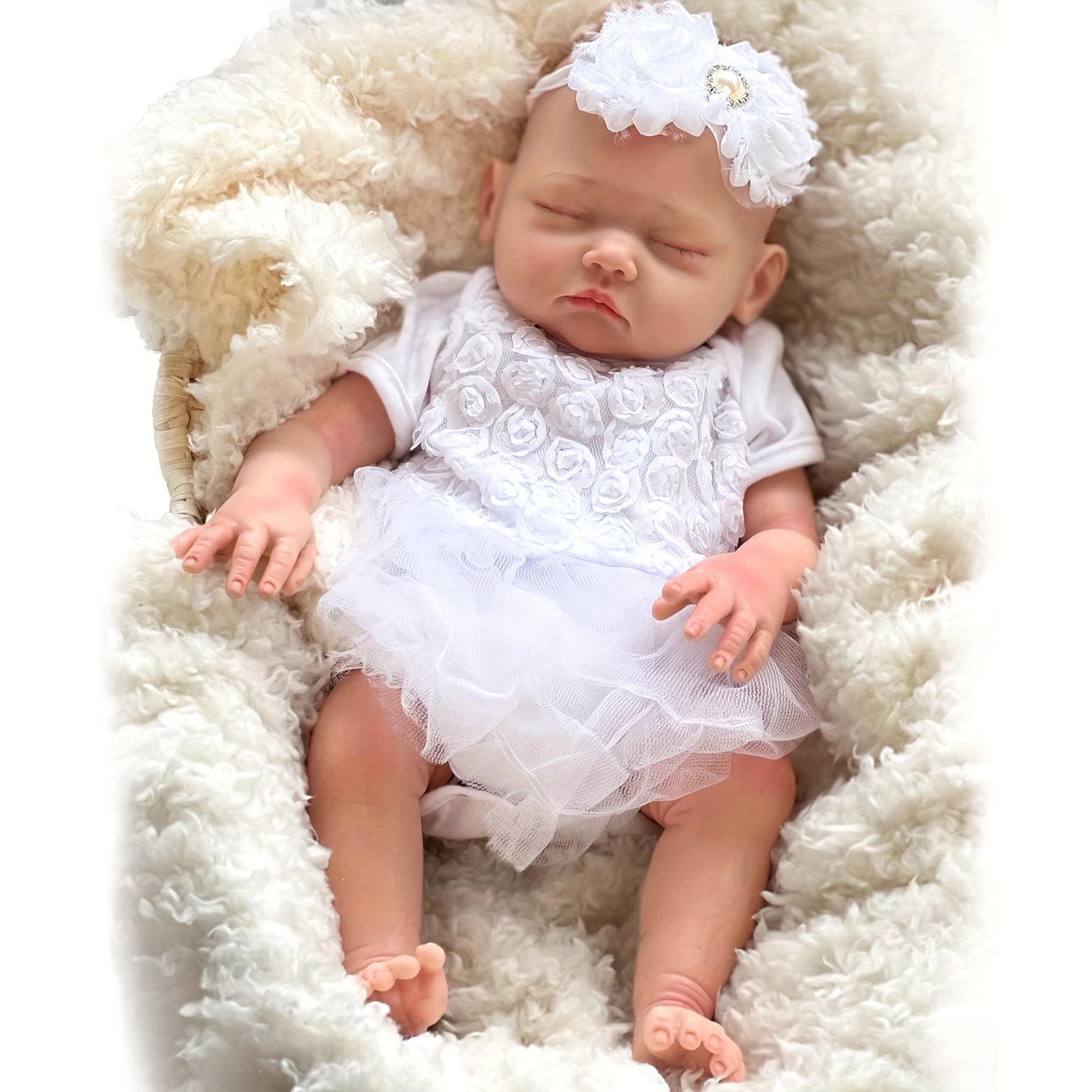 18 Inch\u002F45 CM Sleeping Whole Silicone Reborn Dolls, Full Body Soft Solid Silicone Reborn Doll, Artist Painting Dolls, Christmas Gift