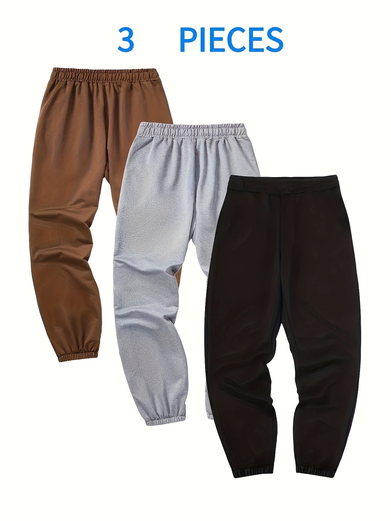 3Pcs Solid Jogging hosen Set, Kordel zug, Trainings hose Loose Fit Herren Lässige Leicht Stretch Jogger für Männer Frühling Herbst Laufen Jogging