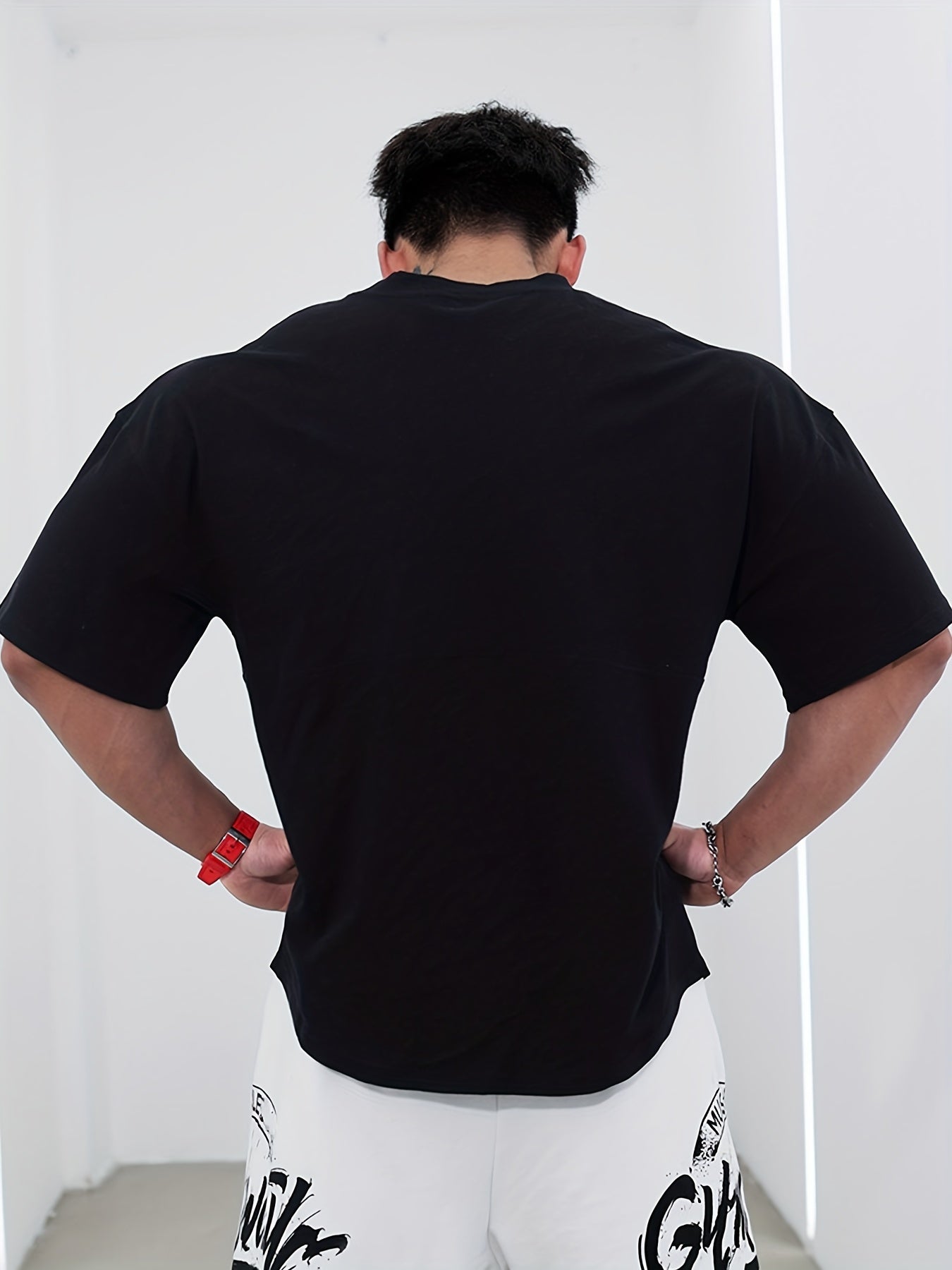 Camiseta Suelta Creativa Sólida para Hombre, Camiseta Deportiva Informal de Manga Corta con Cuello Redondo y Ligeramente Estirada para Correr, Ropa Deportiva para Hombre para Verano al Aire Libre