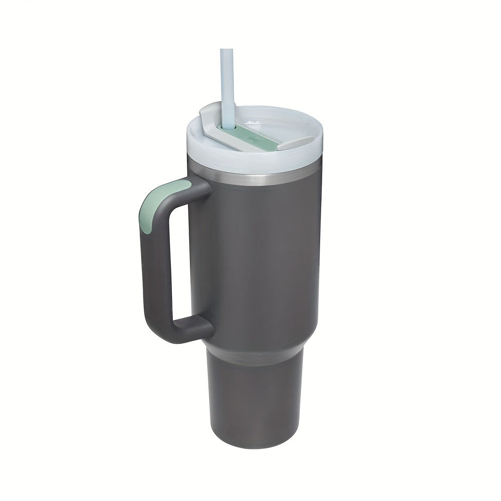 Grande tasse isolée en acier inoxydable de 40oz avec poignée portable et paille-Gardez les boissons froides pendant des heures, guidon double couche amélioré pour une prise en main confortable, conception étanche-Cadeau parfait pour les amateurs de plein 