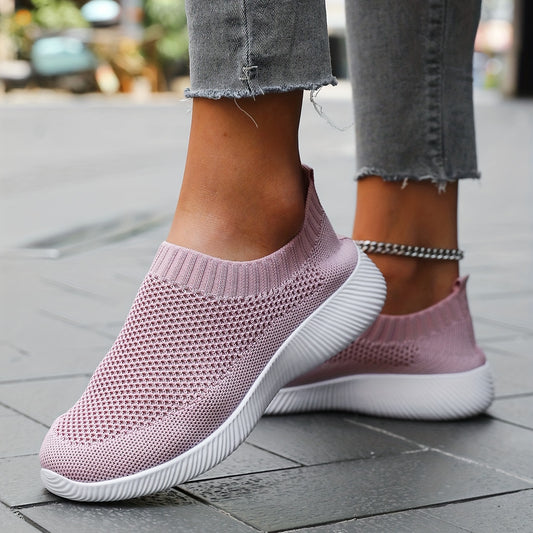 Women's Knitted Sock Shoes, Breathable Low Top Slip On Running Shes, Casual Outdoor Sneakers