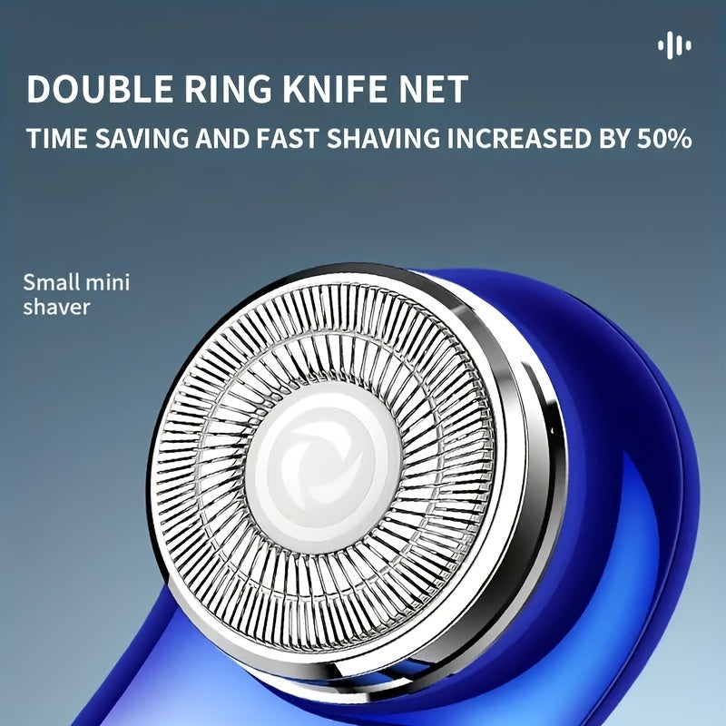 Mini Portable Electric Shaver With Intelligent Digital Display, Men's Capsule Shaver,Pocket Type Razor, Outdoor Travel Smart Shaver,Car Shaver-Double Ring Knife Net, Improving Shaving Speed