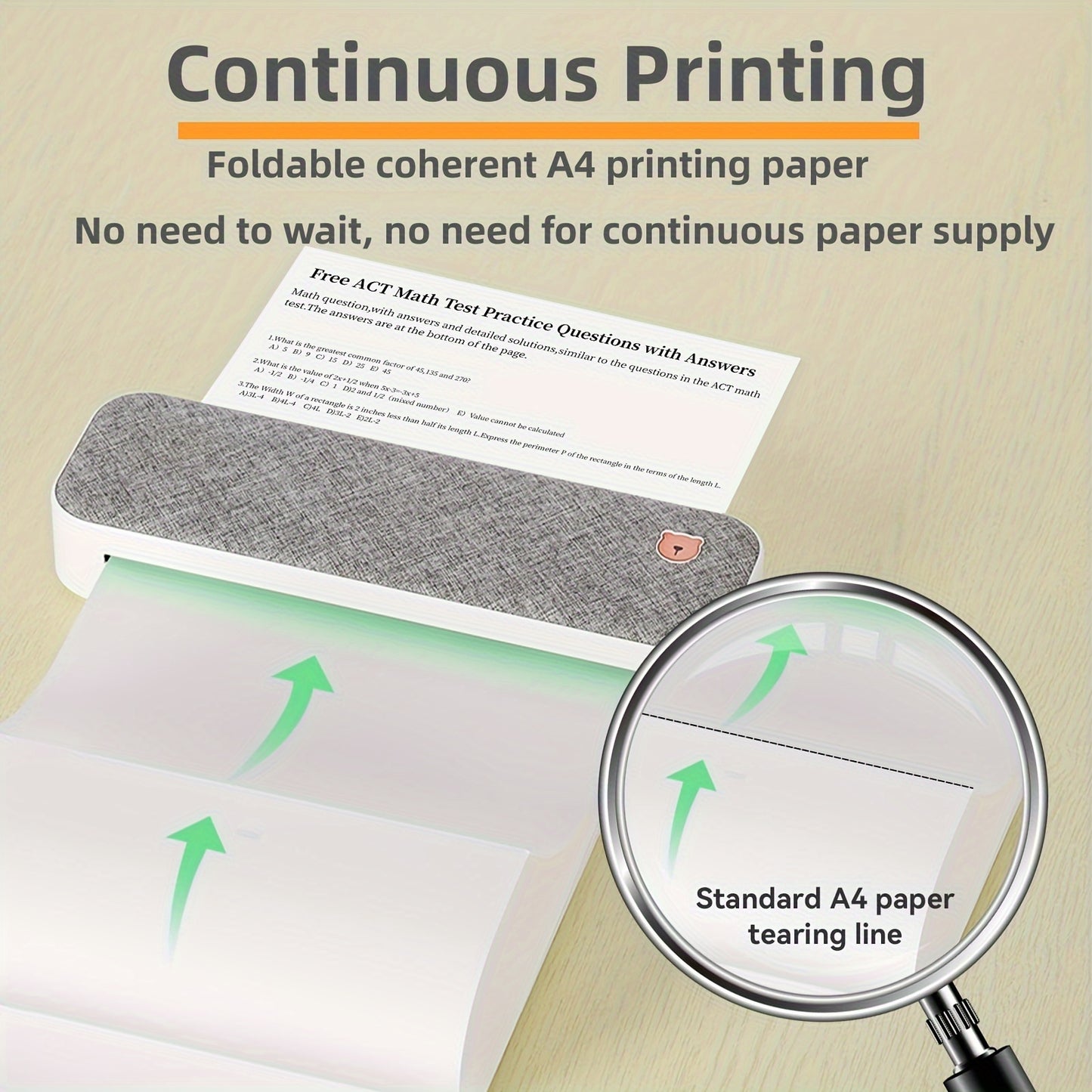 100 Sheets Thermal Printer Paper, A4 Letter, Folded, Continuous, Perforated, Quick Dry For Pen, Compatible With ITP01\u002FA40\u002FM08F\u002FMT800  Portable Thermal Printer