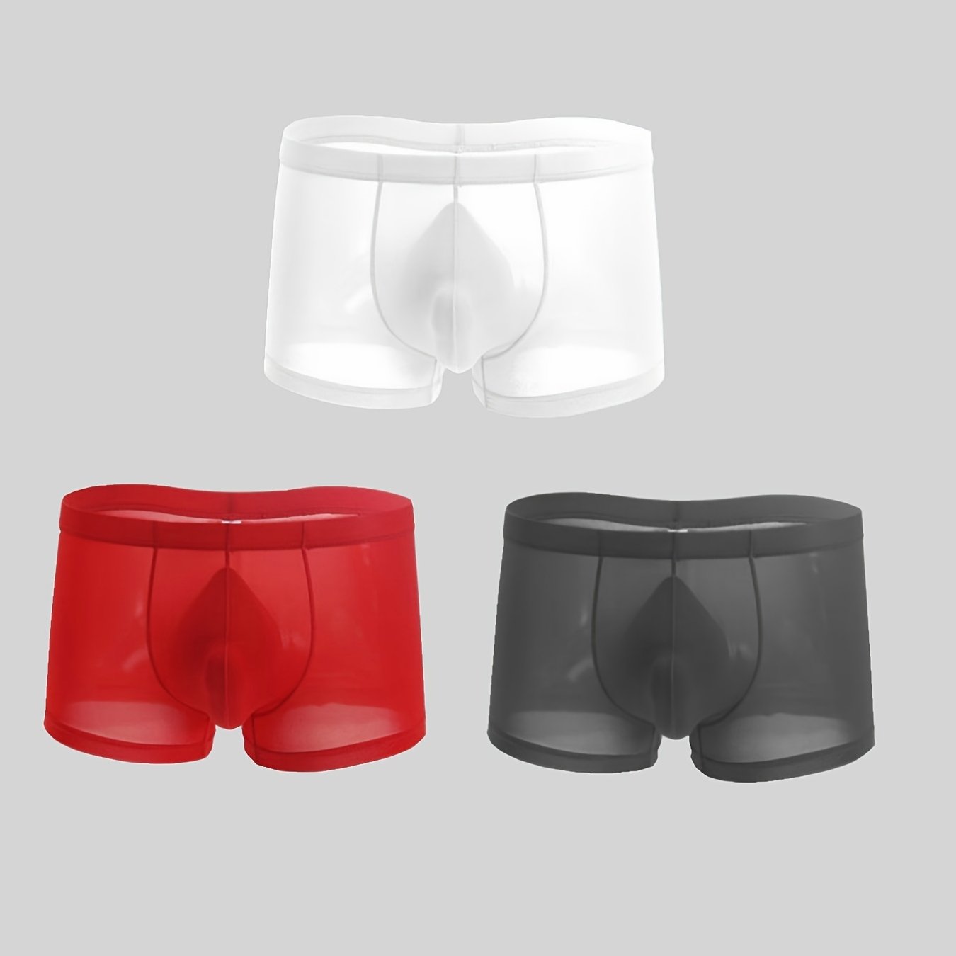 3pcs\u002Fset Men's Lightweight Breathable Ice Silk Boxer Briefs Underwear For Summer