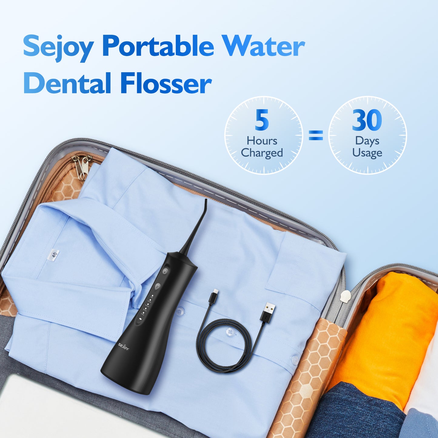 Water Dental Flosser For Teeth Cleaning, Cordless Portable Oral Irrigator Rechargeable, 5 Modes-5 Tips, IPX7 Waterproof Powerful Water Teeth Cleaner For Home Travel