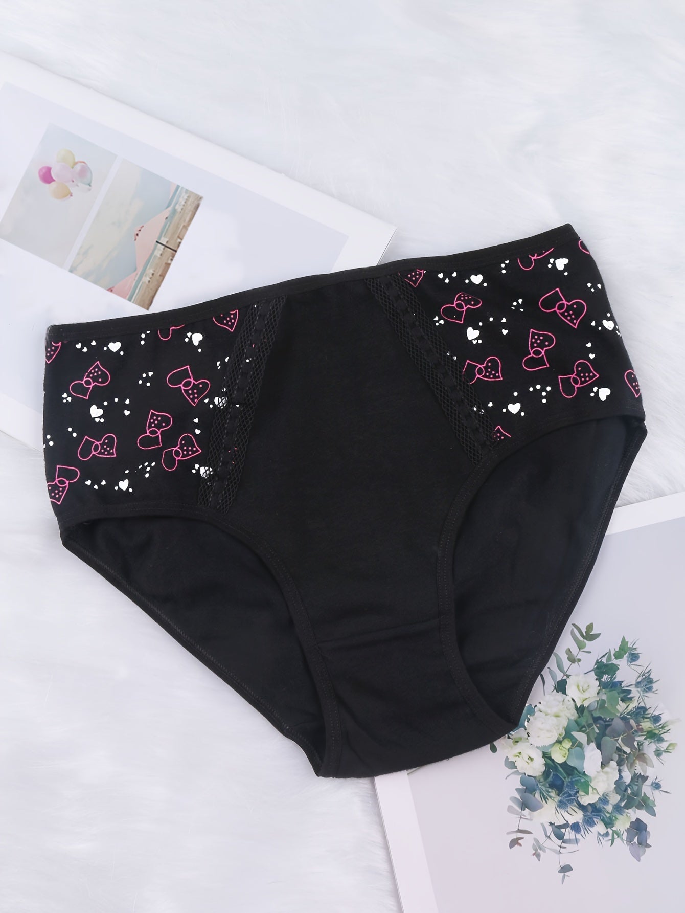 6pcs High Waist Print Briefs, Comfy & Breathable Stretchy Intimates Panties, Women's Lingerie & Underwear