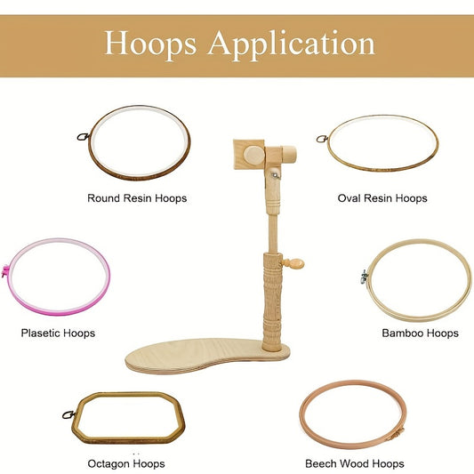 1pc Embroidery Bracket Hands Free Embroidery Hoop Bracket, Beech Wood Embroidery Bracket, Hoop Bracket For Cross Stitching, Sewing Process Cross-Stitch, Needlework, Sewing Process
