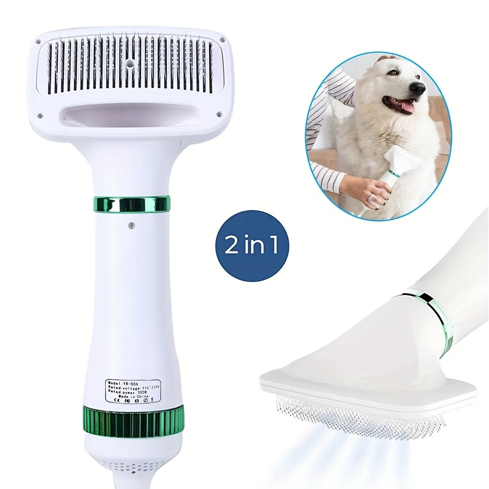 Séchoir à toilettage automatique pour animaux de compagnie, sèche-cheveux portable 2-en-1 et brosse de toilettage pour chiens et chats-Séchage lisse et efficace, réduit la mue et les enchevêtrements