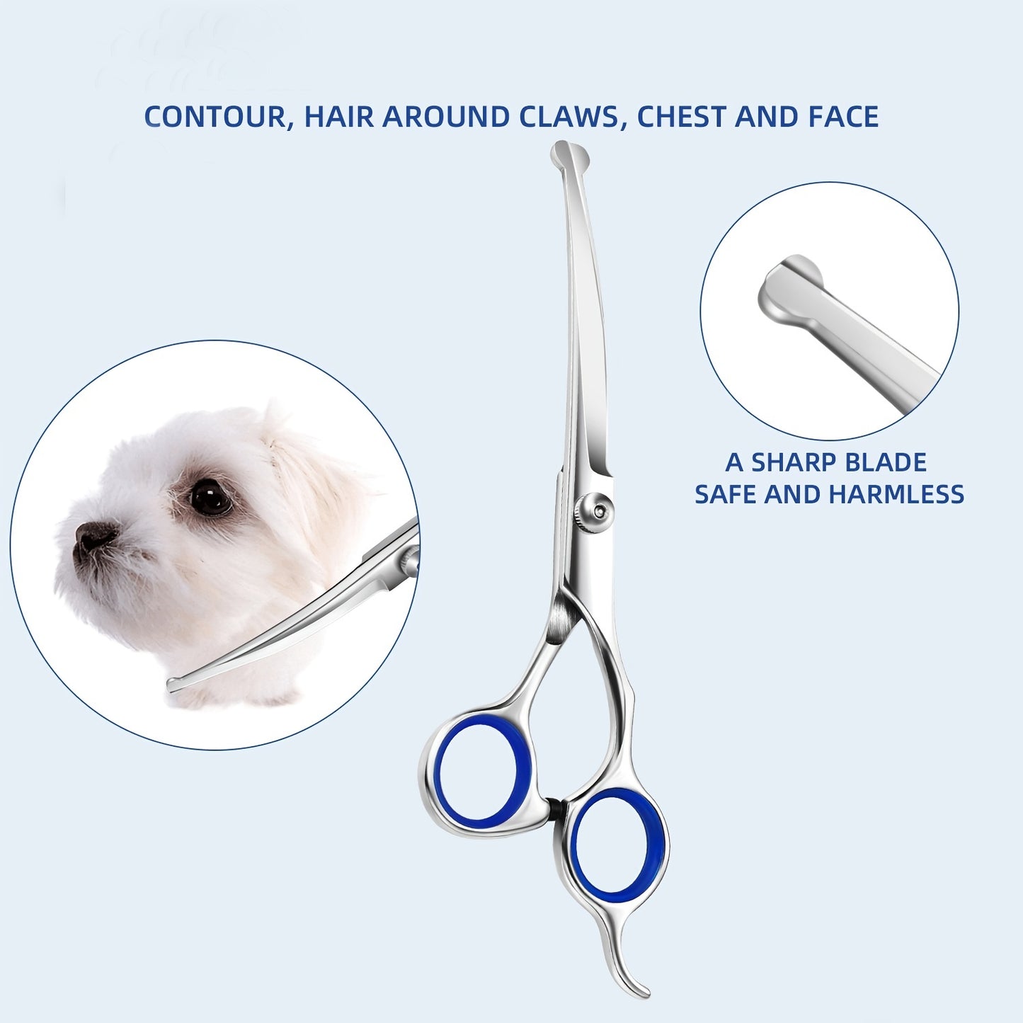 4pcs Professional Dog Grooming Scissors - Stainless Steel Round Tip Down-Curved Thinning and Cutting Shears for Precise Trimming and Shaping