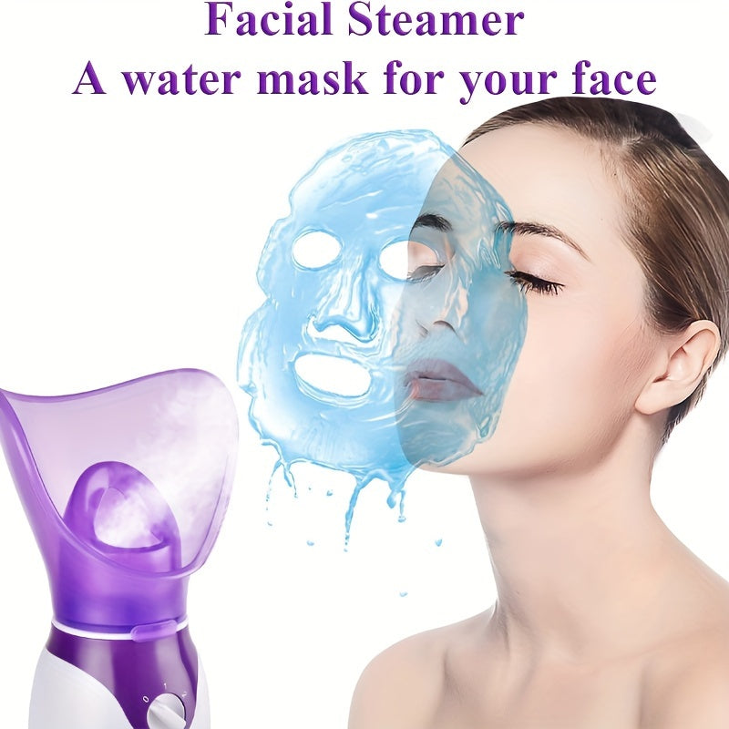 1pc Vapeur Facial, Humidificateur De Peau Du Visage Avec Couverture De Visage Et Tasse À Mesurer, US Plug