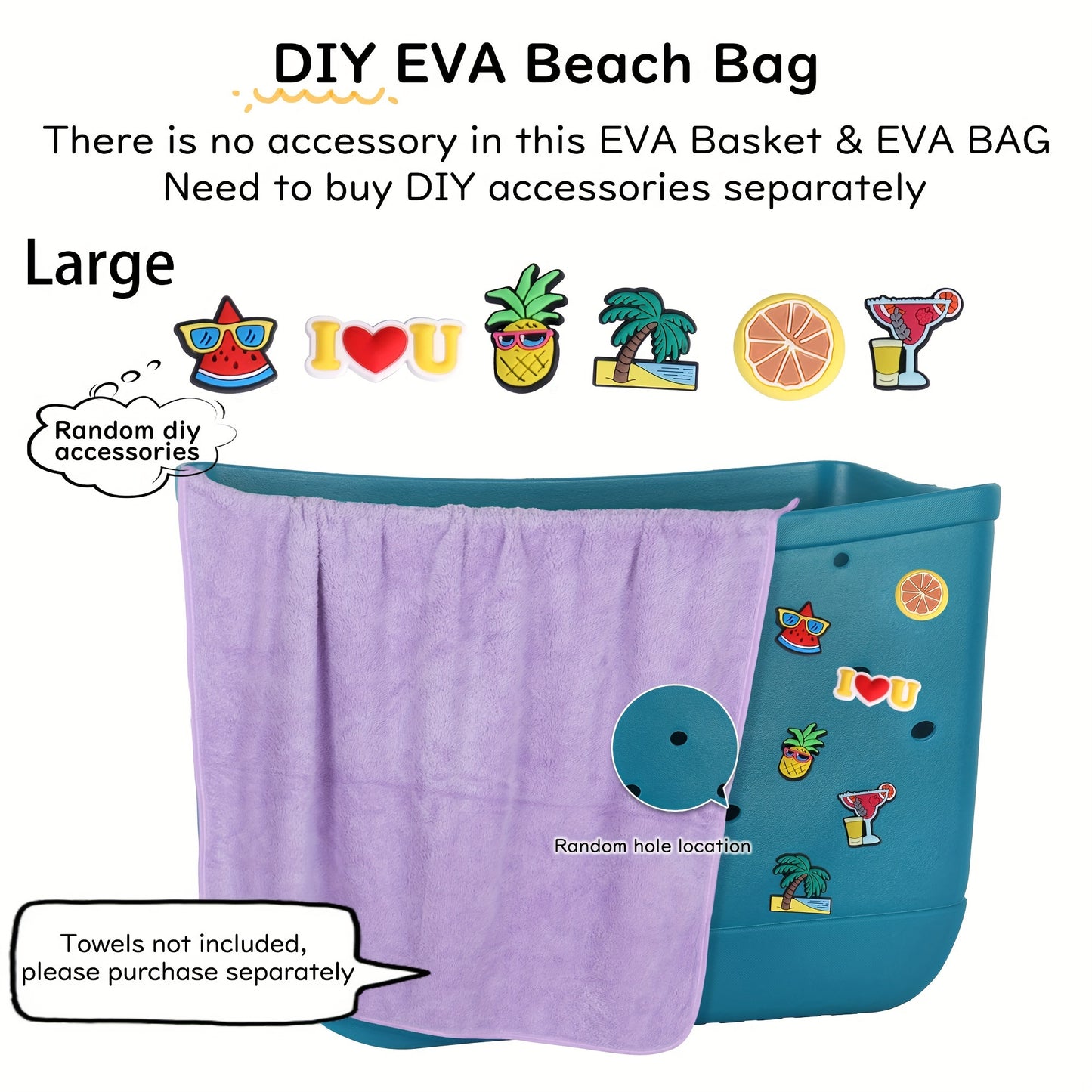 Waterproof EVA Beach Bag, Portable Handbag For Outdoor Sports, Trendy Travel Beach Boat Swimming Tote Bag