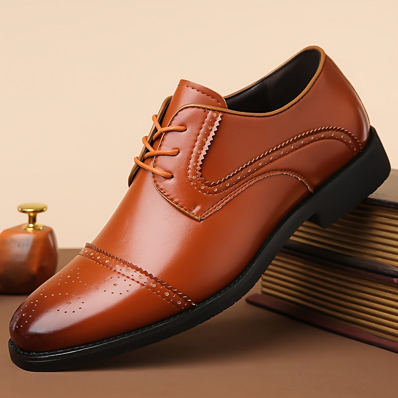 Los zapatos derby sólidos del dedo del pie brogue de los hombres, no resbalón cómodo ocasionales atan para arriba los zapatos formales para las actividades al aire libre de los hombres