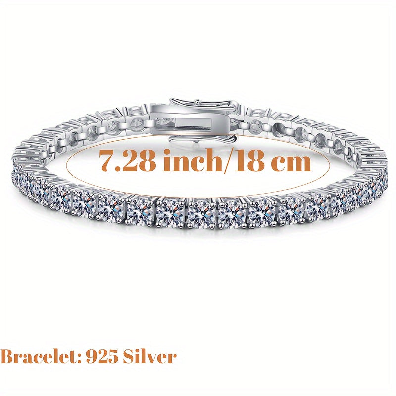 Moissanite Tenis pulsera 925 plata esterlina cadena de la mano joyería para boda compromiso regalo del día madre