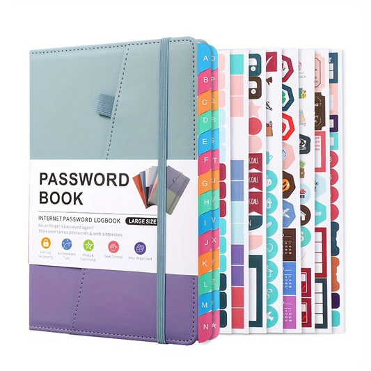 Secure A5 Password Book With Alphabet Tabs - Ideal For Home & Office Internet, Email Login Passwords - Premium Address Manager With Foldable Inner Pocket - Personal Password Organizer