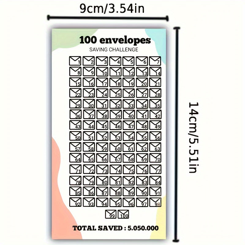 100 Stück Umschläge, Spare in lagen, Sparkarten paket, Cash Gefüllter Spar-Challenge-Box Budget planer, Spaßige Spar-Herausforderung mit Umschlag, 100 Umschläge 10 Planungs karten 1 Box