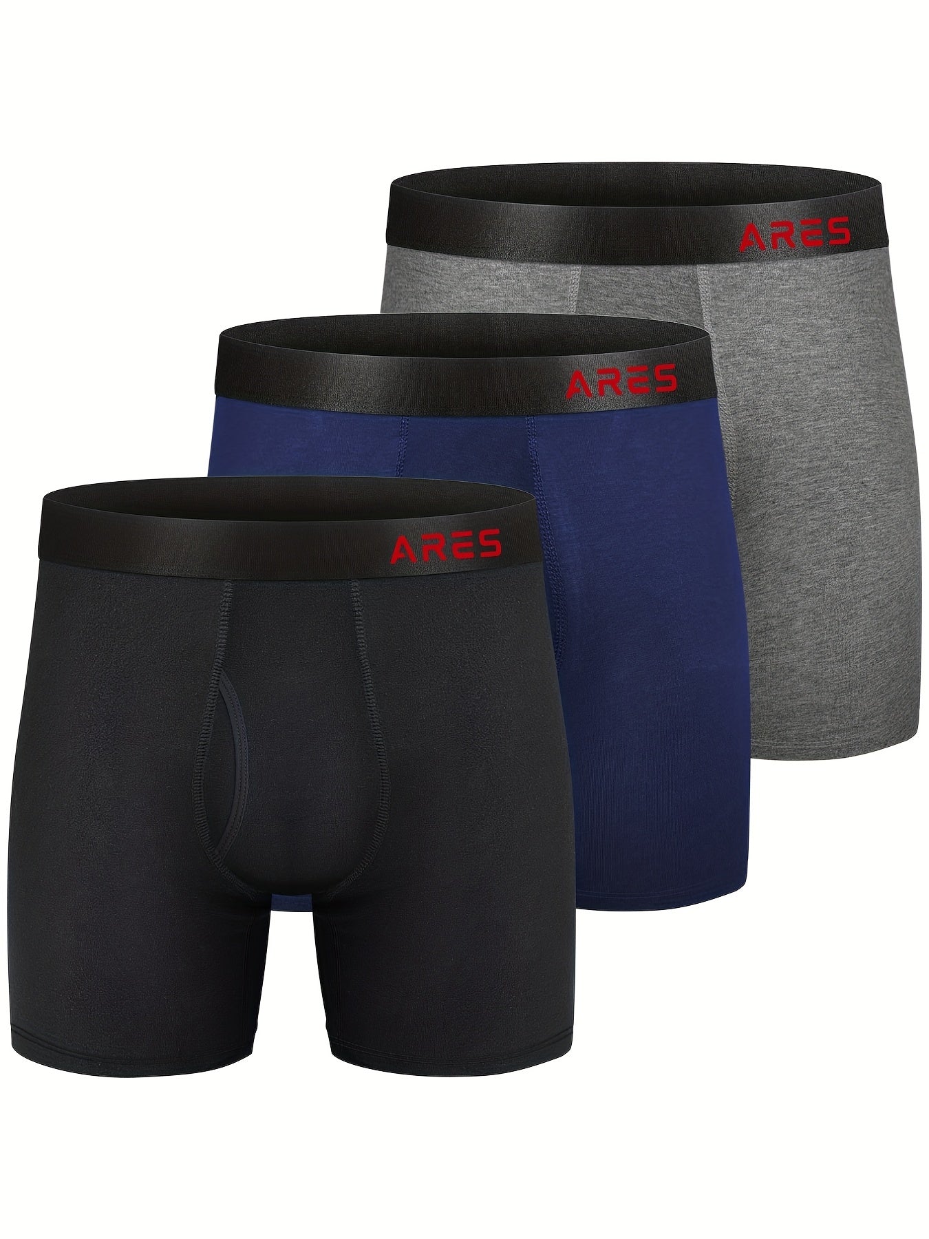 3 Stück Herren Bambus bequeme Seide lange Boxershorts, Mode Sport Slips, atmungsaktive bequeme Unterwäsche