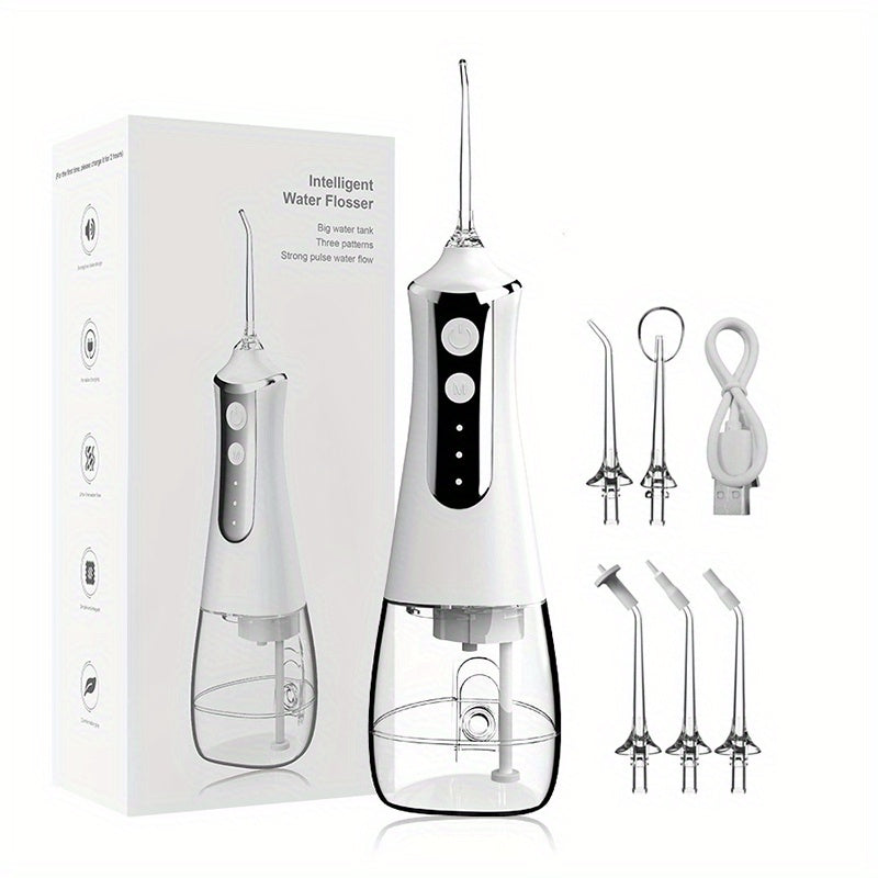 Flosser D'eau Électrique Maison Portable Flosser Usb Rechargeable Scaler Grande Capacité Dents Nettoyant Dentaire Instrument Avec 5 Buses