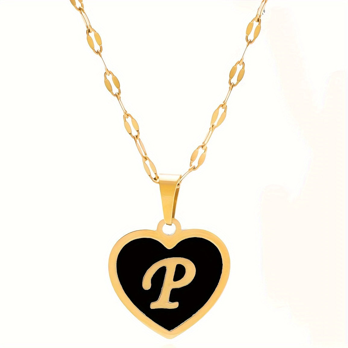 1pc Fashionable Exquisite Heart-shaped Pendant Necklace, Stainless Steel Bamboo Chain Necklace, 26 English Letter Pendant Necklace For Men