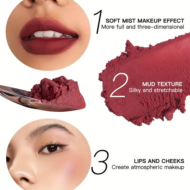 Non-Stick Long Lasting Lip Glaze Non Stick Cup Dark Color Waterproof Non Smudge Color Rendering Lip Mud