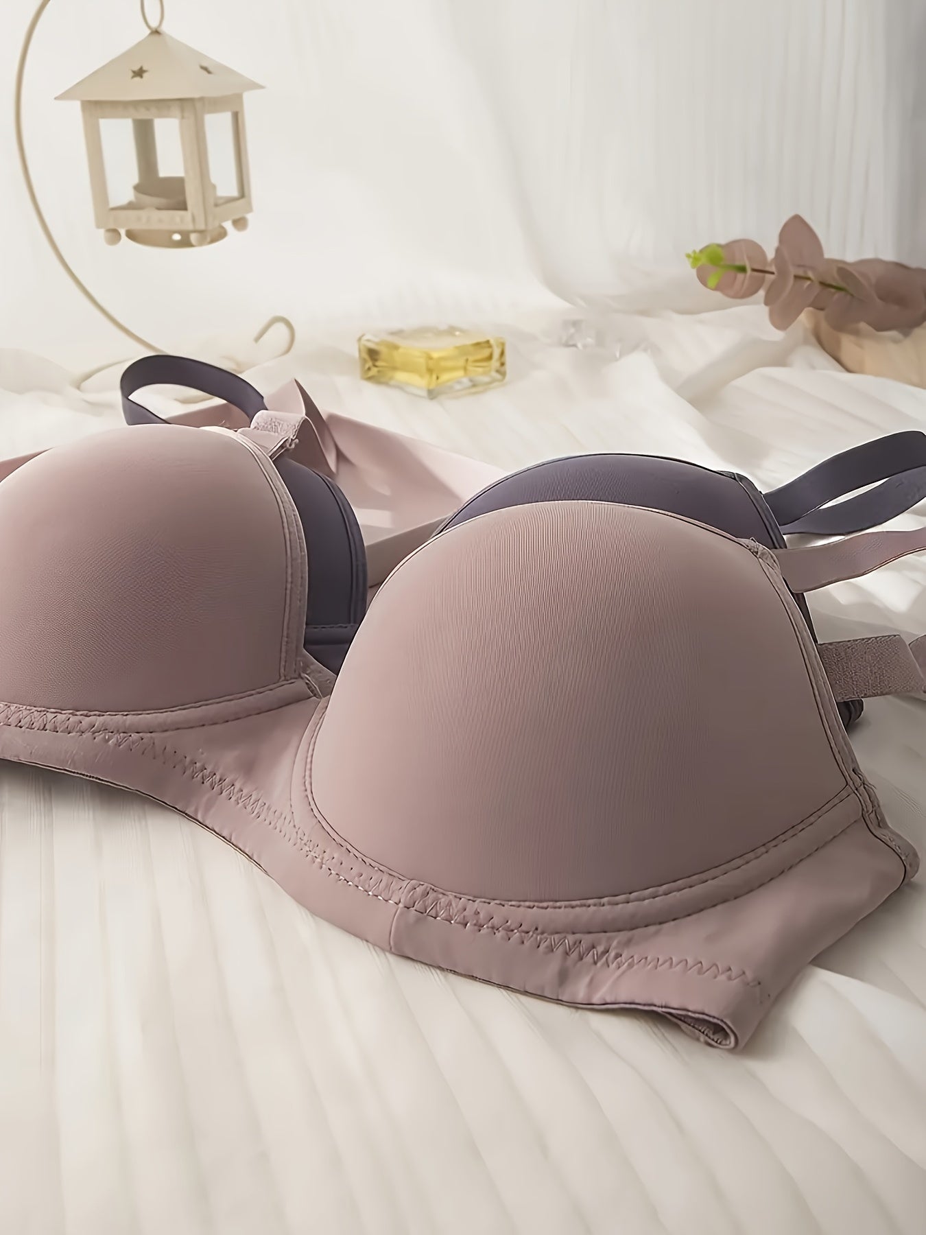 3pcs sutiã sem costura sólido simples, sutiã push up com aro confortável e respirável, lingerie e roupa íntima feminina