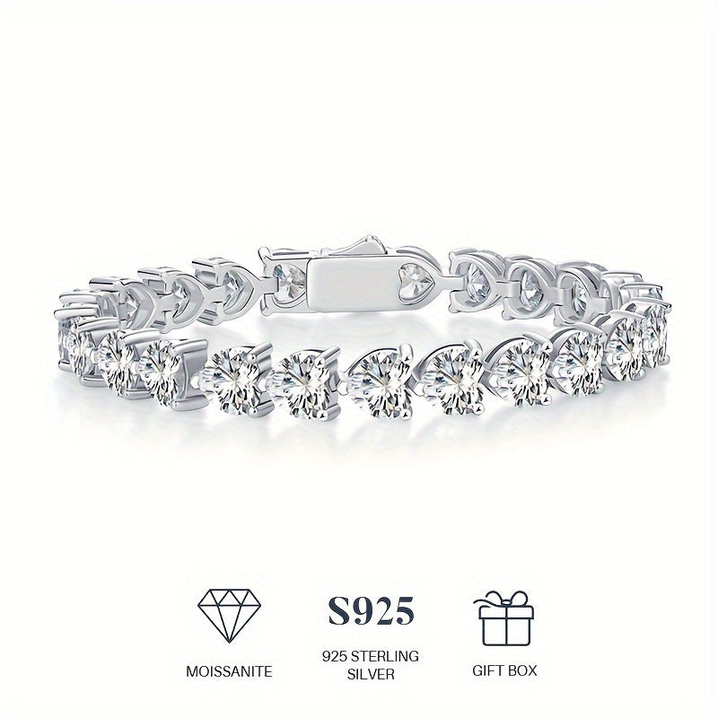 Moissanite Bracelet en argent Sterling 925 chaîne Bracelet, Hip Hop Couple anniversaire cadeau cadeau d'anniversaire