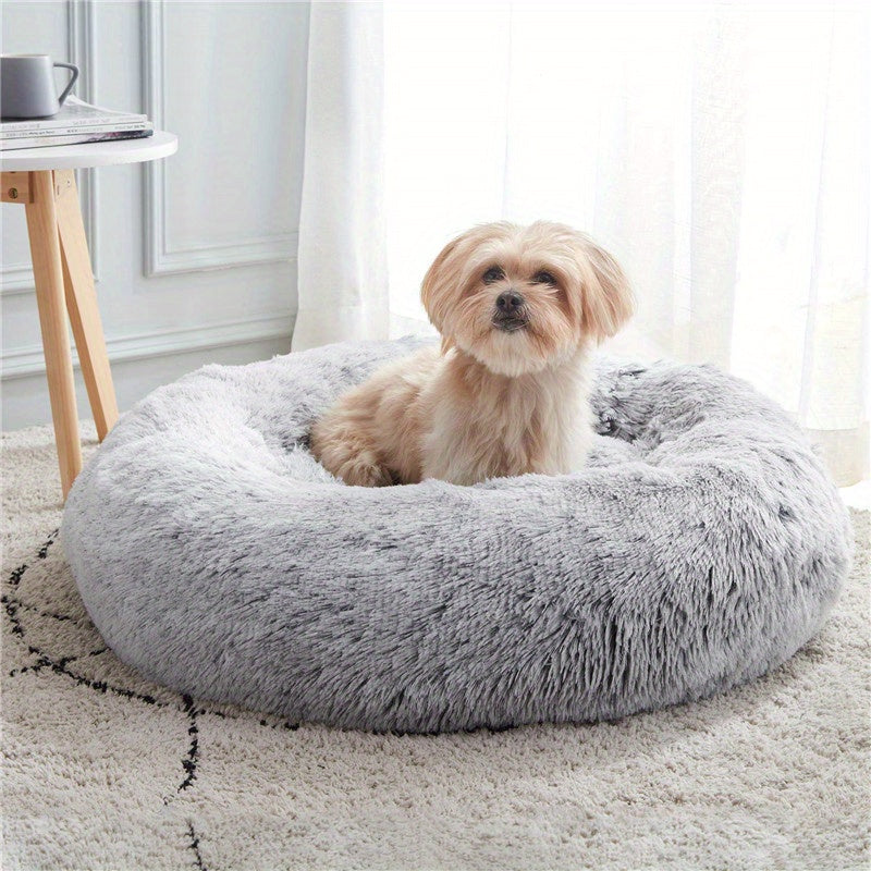 Calmant chien et chat lit, anti-anxiété Donut Cuddler réchauffement confortable doux lit rond, moelleux fausse fourrure peluche coussin lit pour petits moyens et grands chiens et chats (16 \)