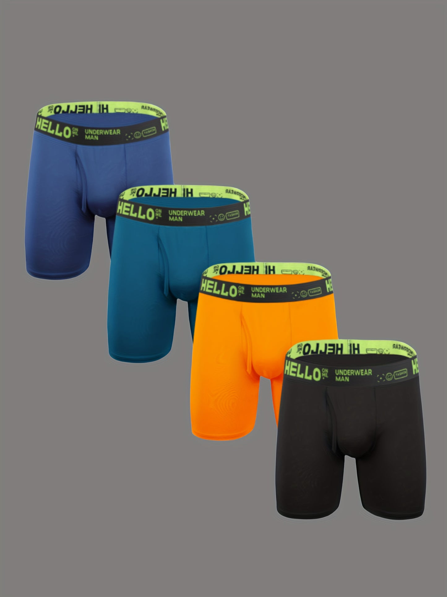 4pcs Men's Boxer Briefs, Trendy Letters Print Underwear, Breathable Soft Underpants, Plus Size