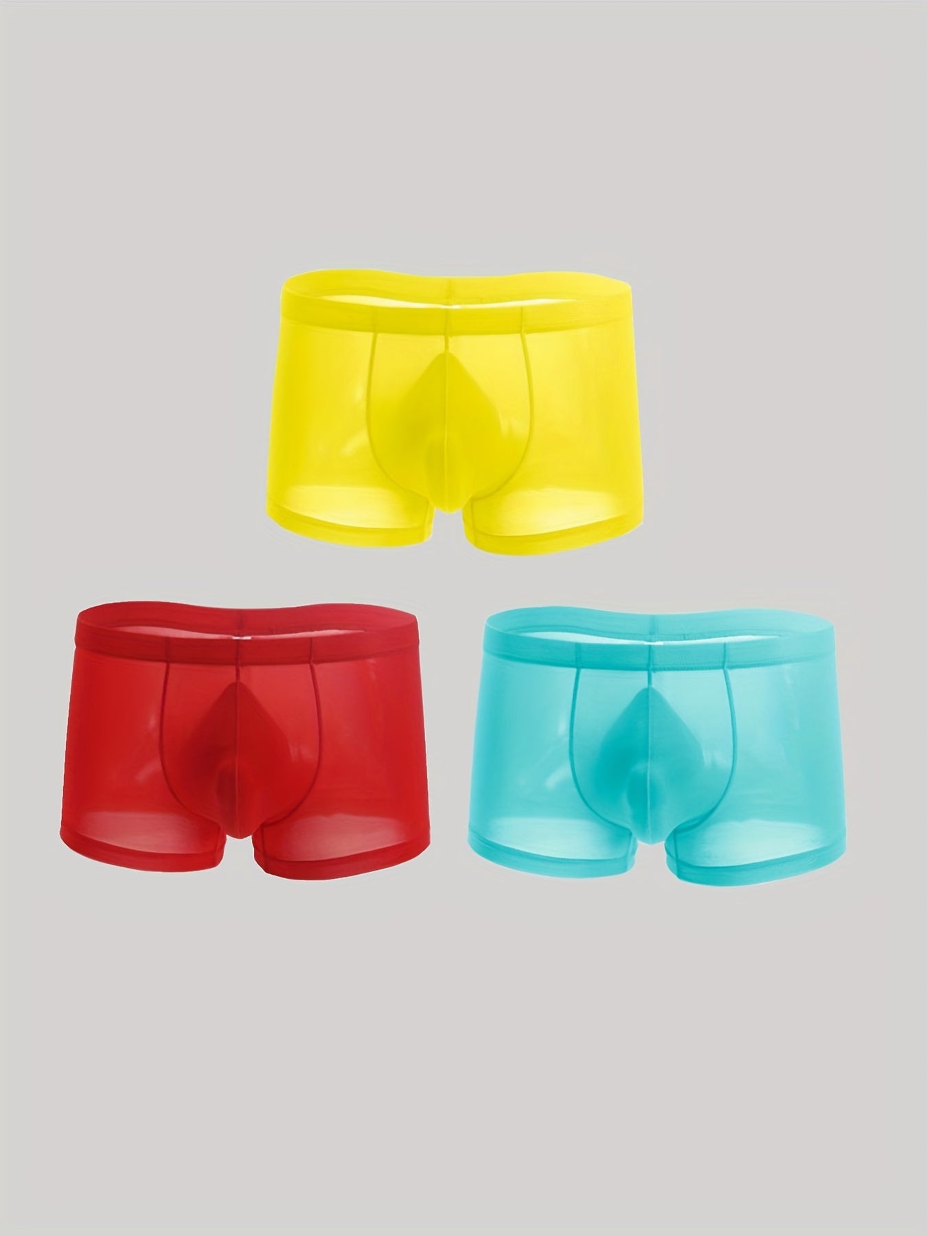 3 PACK Masculino Sexy Trendy Ice Silk Fino Respirável Confortável Cintura Baixa Cuecas Boxer Multicoloridas