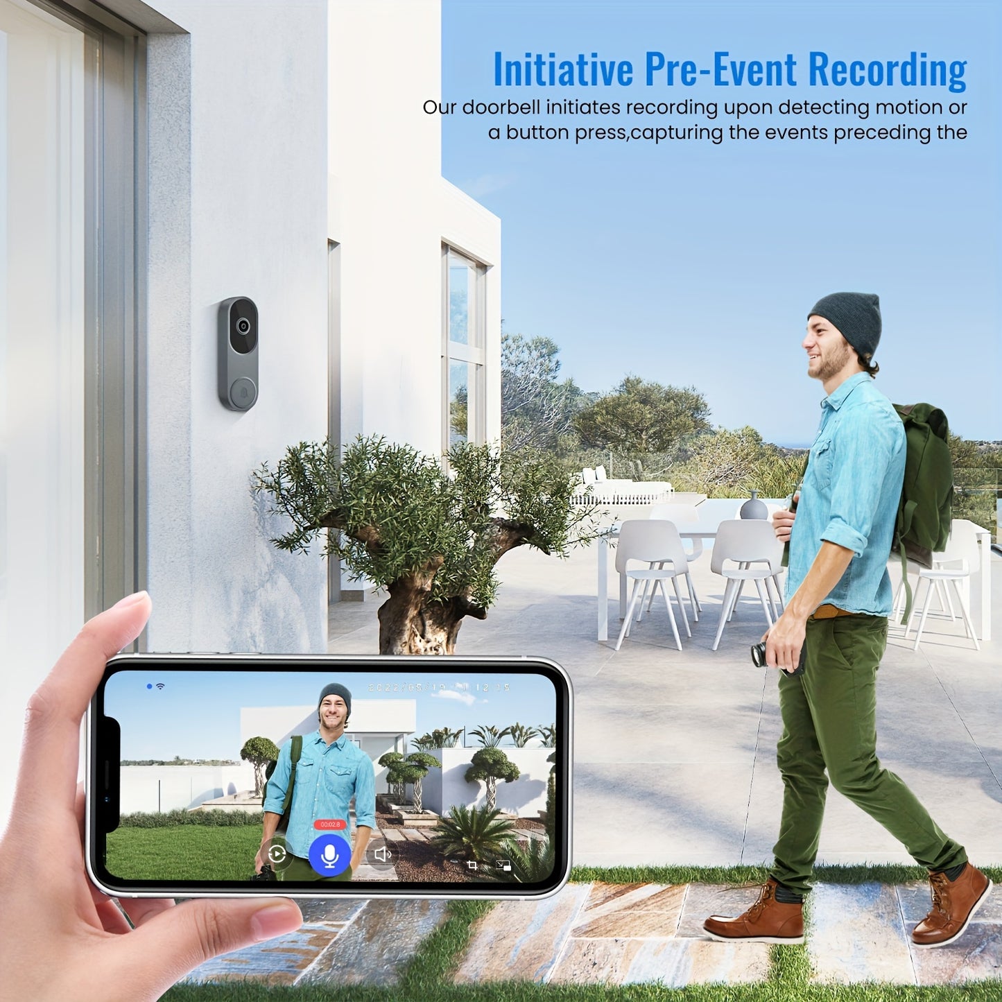 Wired 1080p Security Camera Doorbell, Smart Video Doorbell Camera With Initiative Pre-Event Recording, AI Human Detection, Two-Way Audio, 2.4G WiFi, Night Vision, Cloud Storage, Advanced 1080p AI-Powered Wired Doorbell Camera For Home Security