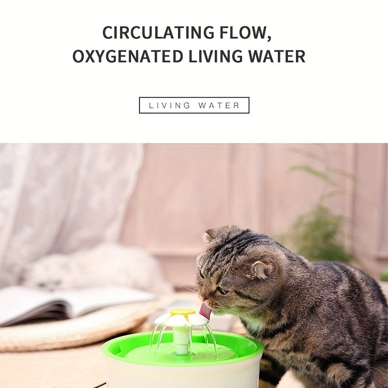 1.6L Round Pet Water Fountain Automatic Circulation Cat Water Dispenser With Mat, USB Rechargeable Cat Water Container For Indoor Cats