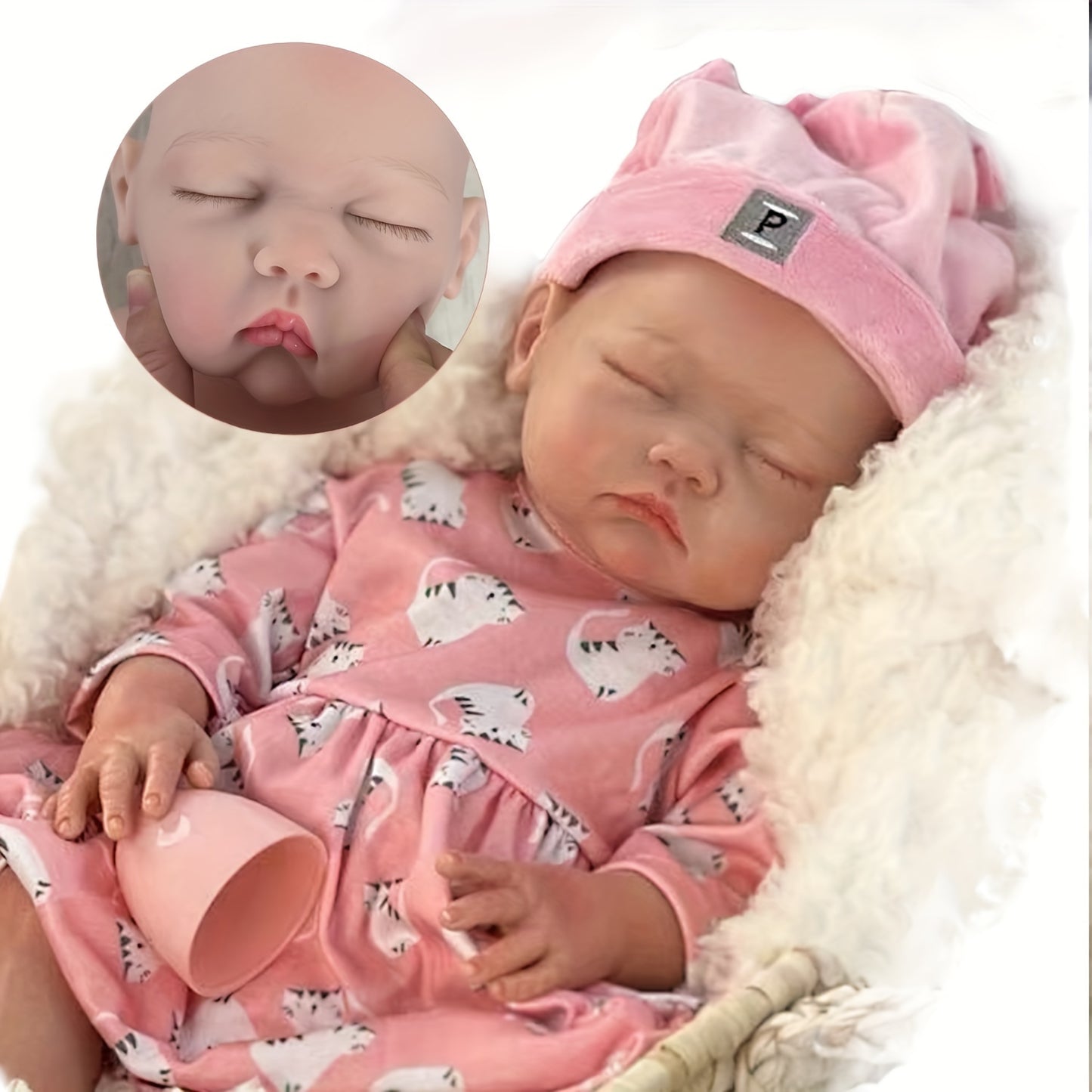 17.72inch Sleeping Girl Silicone Reborn Dolls Full Body Soft Solid Silicone Bebe Reborn Doll Artist Painting Baby Dolls For Family's Gift Corpo De Silicone Inteiro Muñeca